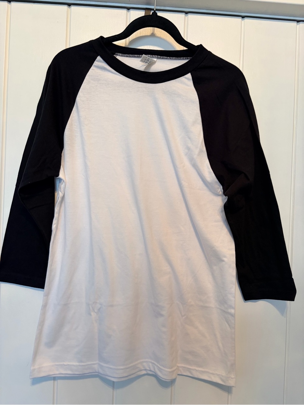 Men or women's  Black & White Raglan Baseball Shirt